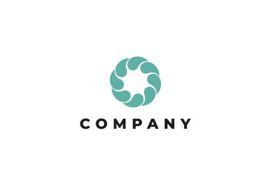 Yeşil doğa su damlası çember logosu soyut