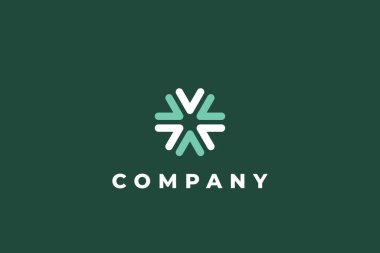 V harfi ve daire şeklinde modern soyut iş logosu