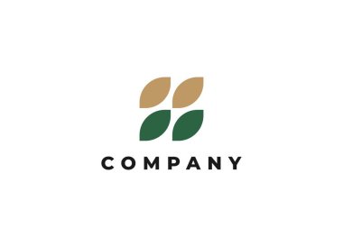 Dört yaprak üst üste asgari soyut iş logosu