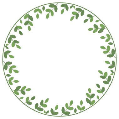Simple floral frame. Round border. Design element for greeting card, wedding, birthday invitation, easter design. Vector illustration.