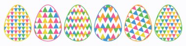 Geometrik desenli Paskalya yumurtası ikonları. Vektör illüstrasyonu.