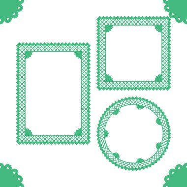 Papel picado çerçeveleri. Geleneksel Meksika tarzı tebrik kartı, afiş ve el ilanı şablonları. Bir dizi sınır. Vektör illüstrasyonu.