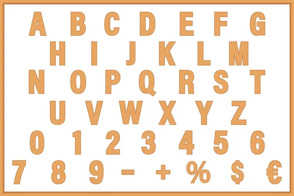 Waffelalphabet Buchstaben Zahlen Und Symbole Vektorillustration — Stockvektor