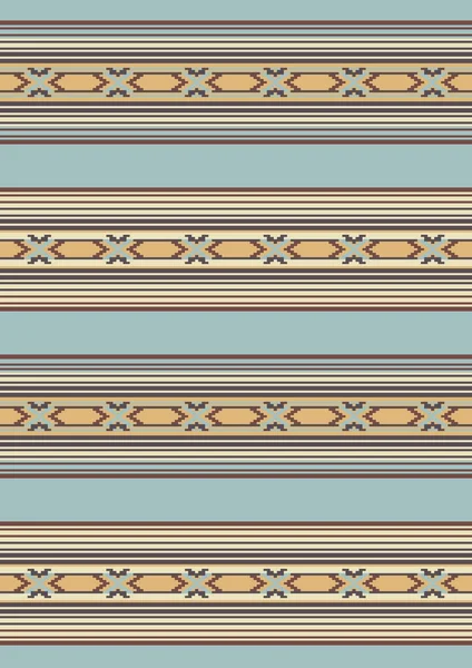 部落矢量无缝图案蓝色和米黄色 土著印第安人的装饰品 西南地区的装饰 Boho几何装饰品 矢量无缝模式 串行设计 墨西哥毯子 编织地毯图解 — 图库矢量图片