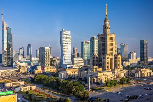 Centro Varsovia Parte Ciudad Que Irradia Desde Palacio Cultura Ciencia — Foto de Stock