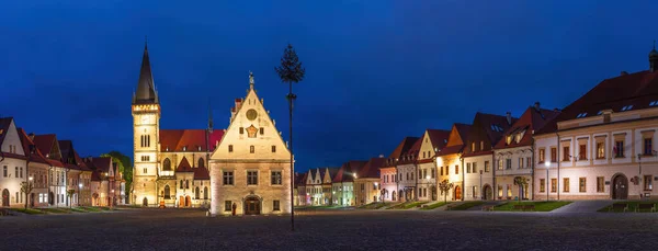 Night View Centre Bardejov Illumination Bardejov Most Gothic Towns Slovakia — Stock Photo, Image
