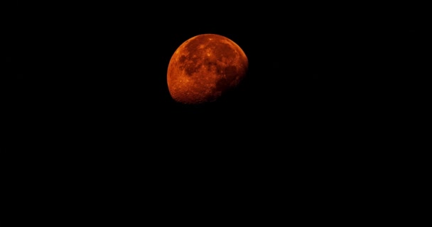 Червоний Місяць Сходить Темне Небо Проміжок Часу — стокове відео