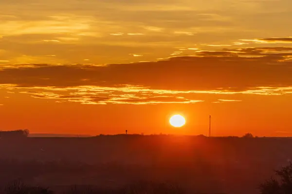 Прекрасний Схід Сонця Полях Стокове Фото