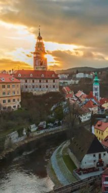 Cesky Krumlov, in Bohemia's deep south, is one of the most picturesque towns in Europe vertical video time lapse