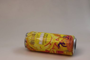 Mumbai, India, January 10 2023: One of the limited release flavours launched by Bira 91 with the name Imagined in India. The name of the flavour is Mango Lassi ale. Shot on white background.