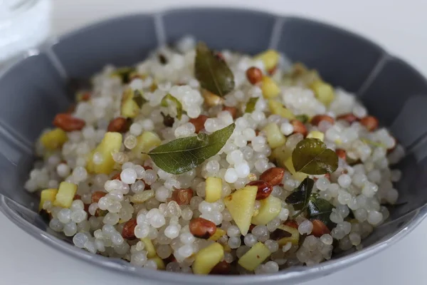 Sabudana khichri is an Indian dish made from soaked sabudana or tapioca pearls. It is the dish of choice for a person observes fasting during Shivratri, Navratri, or similar Hindu religious occasion