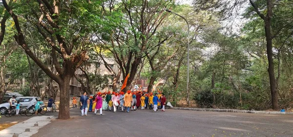 Mumbai India March 2023 People Celebrating Gudi Padwa Gudhi Padwa — Stock Photo, Image