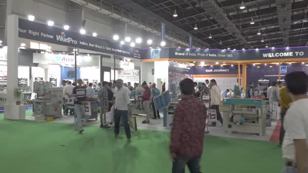 Delhi India Abril 2023 Gente Caminando Detiene Dentro Exposición Delhiwood — Vídeo de stock