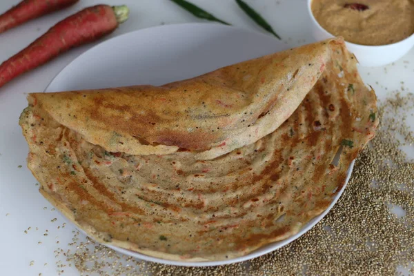 Carrot Bajra Ghee Roast Crispy Crapes Made Fermented Batter Unpolished — Stock Photo, Image