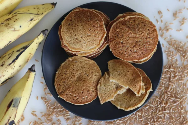 Khapli Wheat Plantain Pancake Healthy Version Pancakes Made Emmer Wheat — Stock Photo, Image