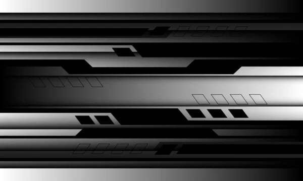 Abstracto Plata Negro Cyber Ultramoderno Futurista Diseño Geométrico Tecnología Vector — Vector de stock