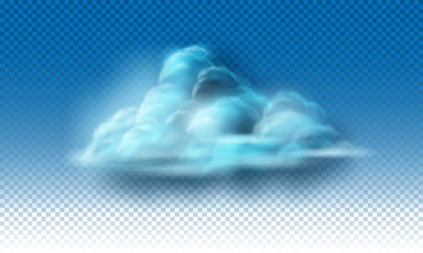 Realista Humo Niebla Blanca Grande Nube Azul Cuadros Vector Fondo — Archivo Imágenes Vectoriales