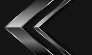 Gri üzerine soyut gümüş ok yönü geometrik ve boş alan tasarımı modern fütüristik arkaplan vektörü