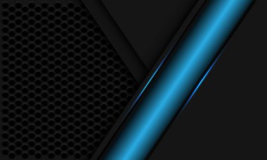 Soyut mavi pankart / gri altıgen ağ tasarımlı geometrik modern fütüristik arkaplan vektörü