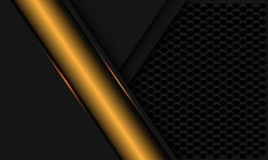 Soyut altın pankart / gri altıgen ağ tasarımlı geometrik modern fütüristik arka plan vektörü