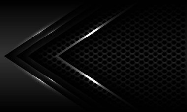 Soyut koyu gri metalik ok gölgesi yönü geometrik altıgen ağ tasarımı modern fütüristik arkaplan vektörü