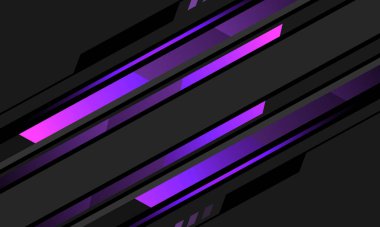 Soyut mor neon ışık çizgisi geometrik siber dinamik / gri siyah devre tasarımı modern fütüristik teknoloji arka planı