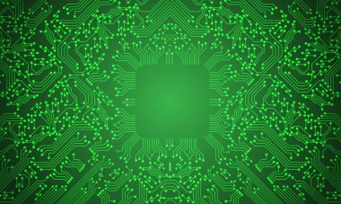 Beyaz arkaplan vektöründe yeşil devre teknoloji deseni