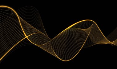 Soyut lüks altın dalga eğrisi. Siyah tasarım üzerinde pürüzsüz hareket. Modern yaratıcı arka plan vektörü.