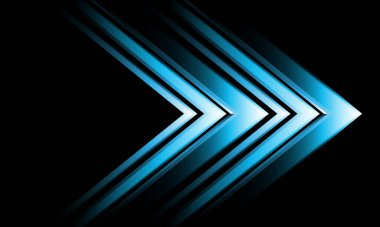 Abstract blue metallic arrow direction geometric on black with blank space design modern technology futuristic background vector