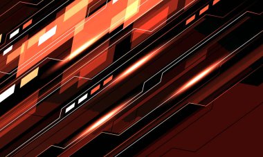 Abstract orange black line cyber circuit pattern design ultramodern futuristic technology background vector