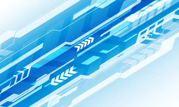 Abstrato Azul Branco Linha Ciberfuturista Tecnologia Geométrica Seta Dinâmica Design — Vetor de Stock