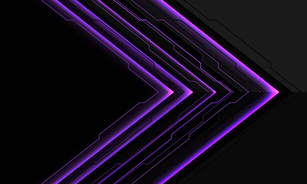 Абстрактный Фиолетовый Контур Черная Киберстрелка Направление Геометрическое Перекрытие Сером Пустом — стоковый вектор