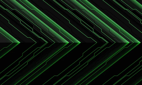 Abstract Groen Grijs Metallic Circuit Licht Cyber Pijl Richting Geometrisch — Stockvector