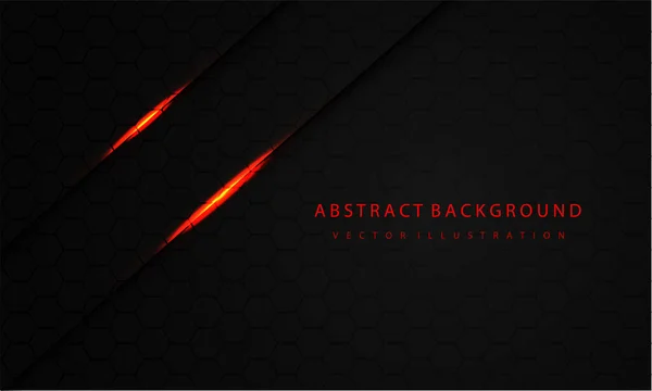 Abstrakter Roter Lichtschattenstrich Auf Dunkelgrauem Schwarzem Sechseck Netzmuster Design Moderner — Stockvektor