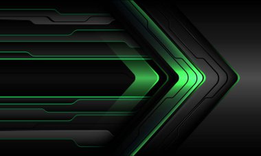 Soyut yeşil siyah siber ok yönü geometrik katman modern fütüristik teknoloji arka plan vektörü