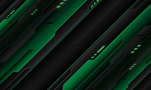 Abstract Green Grey Black Cyber Slash Geometric Layer Overlap Design — Stock Vector