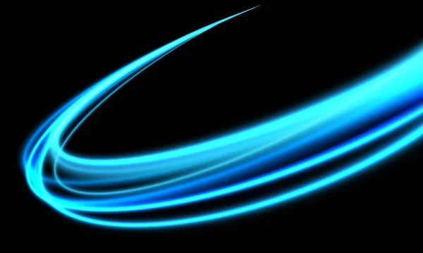 要旨黒のデザインにおける青の光速度曲線の動き現代の未来技術の背景ベクトル — ストックベクタ