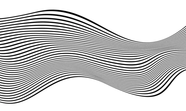 要旨白地ベクトルにおける黒い曲線の縞模様の移動波 — ストックベクタ