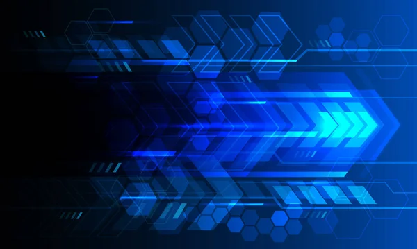 Tecnología Abstracta Flecha Luz Azul Diseño Circuito Cibernético Geométrico Moderno — Vector de stock