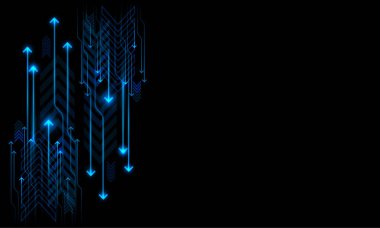 Soyut ok akışı teknolojisi yönü siyah üzerine dinamik ve boş alan tasarımı modern fütüristik arkaplan vektörü