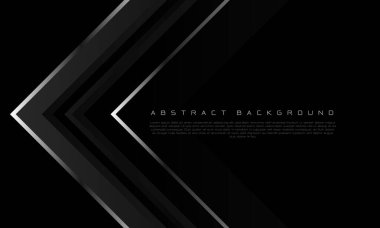 Soyut gri gri metalik ok yönü geometrik üzerinde siyah boş alan tasarımı modern lüks fütüristik arkaplan vektörü