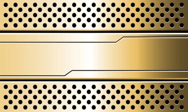概要円メッシュパターン上の金の黒い線のサイバーバナーデザイン現代の高級未来的な技術の背景ベクトル — ストックベクタ