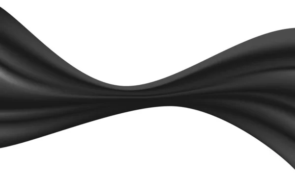 Realistische Zwarte Stof Gordijn Curve Golf Wit Design Luxe Achtergrond — Stockvector