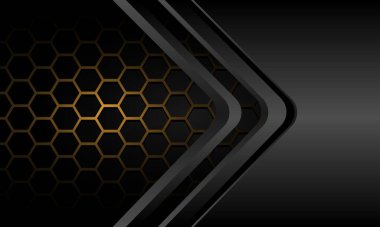 Soyut gümüş siyah ok yönü kırmızı altıgen örgü gri siber geometrik tasarım modern lüks fütüristik teknoloji arka plan vektörü