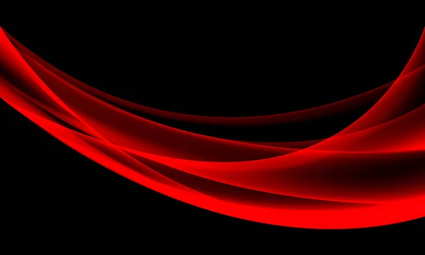 Onde Courbe Abstraite Verre Rouge Chevauchement Sur Design Noir Moderne — Image vectorielle