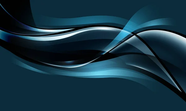 Realistisk Abstrakt Glas Glänsande Kurva Våg Blå Design Modern Lyx — Stock vektor