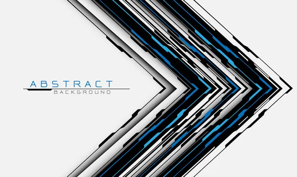Circuito Cibernético Abstrato Azul Direção Seta Preta Geométrica Espaço Branco — Vetor de Stock