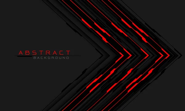 Circuito Cibernético Abstrato Vermelho Direção Seta Preta Geométrica Design Espaço — Vetor de Stock