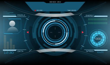 HUD bilim kurgu arayüzü ekran görüntüsü tasarımı sanal gerçeklik fütüristik teknoloji ekran vektörü