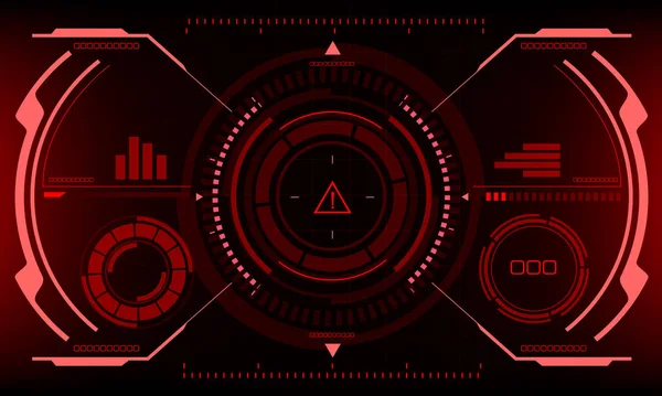 Hud Sci Pantalla Interfaz Rojo Peligro Advertencia Ver Diseño Realidad — Vector de stock